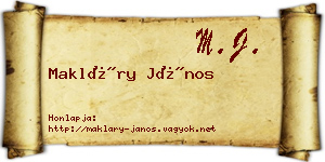 Makláry János névjegykártya